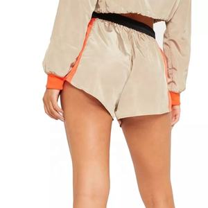 Wholesale Custom Women's <b>Short</b> Windbreaker Tracksuits Sets High Waist Color Block Fabric Logo <b>Decoration</b> Washed Technics - Product Image 4