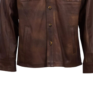 Chemises habillées pour hommes de haute qualité, couleur unie respirante, col montant en cuir, couleur et taille personnalisées, vente en gros - Product Image 5