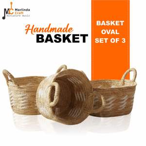 Juego de 3 Cestas Ovaladas de Fibra de Coco Artesanal - Product Image 1