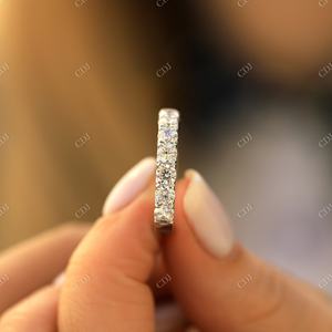 คุณภาพสูง2 CTW ตัด Moissanite VVS ชุดง่ามใสแหวนแต่งงาน14K ทองคำขาวแหวนซ้อนครึ่งแฟชั่นดี - Product Image 4