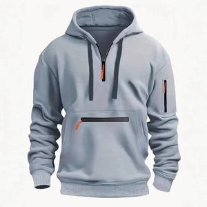 2025 alta calidad hombres XS tamaño Otoño Invierno Sudadera con capucha sólido cremallera bolsillo moda Casual manga larga Tops para deportes al aire libre - Product Image 1