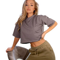 Vêtements de sport, fitness, personnalisés, en polyester et coton, respirants, à séchage rapide, col rond, crop top pour femmes, t-shirt, très populaires, de bonne qualité