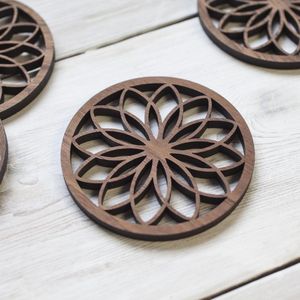 Posavasos personalizado moderno respetuoso con el medio ambiente 3,75 sublimación Hardboard Mdf Squarestone con posavasos trasero de corcho - Product Image 6