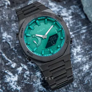 Reloj jam tangan Digital pria, jam tangan Oem Digital mewah dengan Logo kustom Analog asli baja tahan karat rantai tampilan Lcd Retro Tiongkok