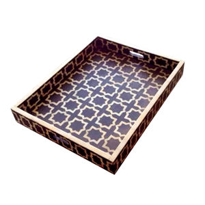 Plateaux de service blancs et noirs, design artisanal, plateaux de service rectangulaires en bois pour barware, articles de cuisine, vaisselle, restaurants - Product Image 6