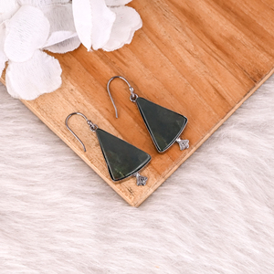 ต่างหูทองเหลืองรูทีเนียมสีดำคุณภาพสูง ชุบทอง ประดับด้วยหินอาเกตสีเลือด สำหรับงานปาร์ตี้ งานฝีมือ ผลิตภัณฑ์ขายดี - Product Image 3