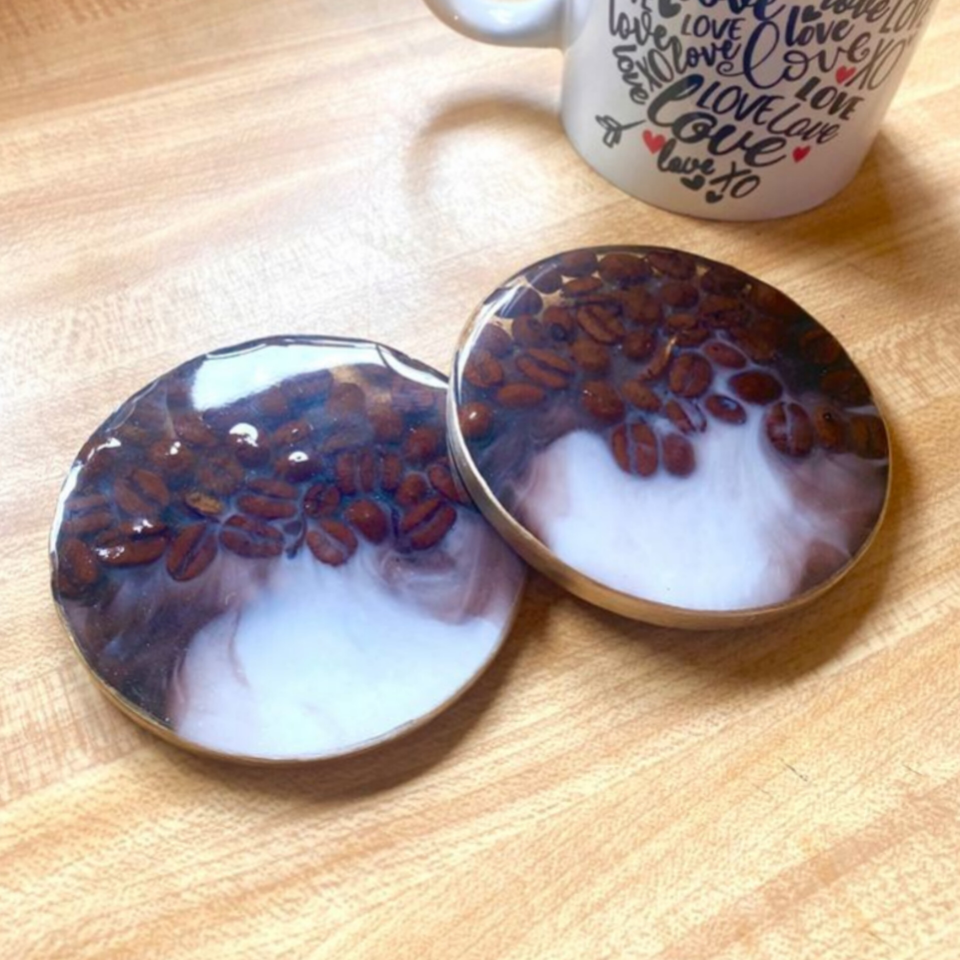 Lot De 8 Sous-Verres En Céramique Mandala Avec Support Métal - Absorbants Et Élégants