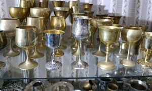 Juego de Copas Kiddush Tradicionales de Plata y Latón de Doble Pared, Ecológicas, de Lujo, Esmaltadas, para Vino Judío, con Platillo a Juego, Personalizadas - Product Image 2