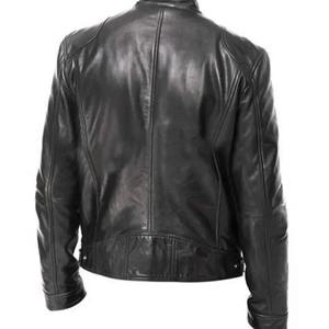 Veste de moto pour homme en cuir véritable, col en V, fermeture éclair, coupe ajustée, imperméable, épaisse, hiver, longue, 2024 - Product Image 4