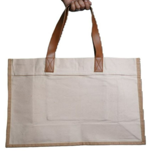 Sac fourre-tout en coton 100% personnalisé avec logo imprimé, motif lettres, fermeture éclair et poignée longue pour supermarché et usage quotidien - Product Image 6