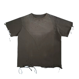 เสื้อยืดแขนสั้นคอกลมแขนสั้นทรงโอเวอร์ไซส์ลายคลื่นสำหรับทุกเพศ - Product Image 5
