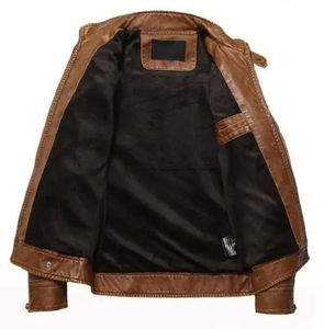 Chaqueta de Cuero PU de Estilo Urbano para Otoño e Invierno, Nueva, Entallada, Informal, Talla Grande, con Cuello de Piel, Cortavientos de Lona con OEM - Product Image 3