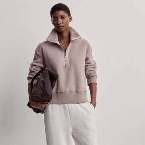 Pull en polaire confortable à demi-fermeture éclair pour femmes de haute qualité veste d'hiver décontractée chaude et légère - Product Image 5