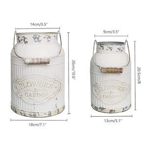 <b>White</b> Rustic Farmhouse Metal Flower <b>Vase</b> Country-Style Storage <b>Jug</b> with Iron Material Basket for Artificial Flowers - Product Image 5