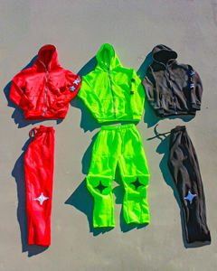 Unisex Distressed Acid Wash Tracksuit Sweat <b>Suits</b> with Full Zip Hoodies Custom Logo <b>Men</b> Jogger Set Printed Techniques - Product Image 6