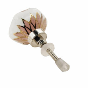 ลูกบิดเซรามิกดอกไม้สีทองสีชมพูเฟอร์นิเจอร์หรูหราของโมร็อกโกที่มีคุณภาพดีที่สุดลิ้นชักตู้แบบดึงสำหรับตู้เสื้อผ้าห้องครัวห้องรับประทานอาหาร - Product Image 3