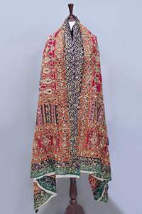 Châles en soie pakistanais traditionnels faits à la main, tendance, avec broderie unie et travail de miroirs, style ethnique, longs, respirants et doux pour la peau - Product Image 2