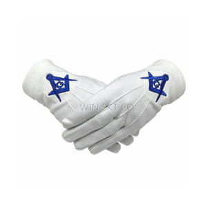 Couleur/taille/logo personnalisés de haute qualité Service OEM quatre saisons usage décontracté pur coton maçonnique Regalia gants en gros - Product Image 1