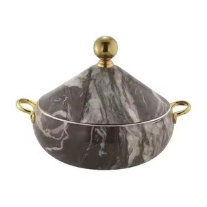 Wooden <b>Pot</b> with Gold and Bird Design Lid Perfect for Daily Home Use Hot Food Serving and Kitchen Table Presentation From India - Product Image 3