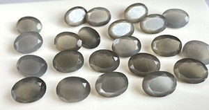 Pierre de lune grise naturelle 5x7mm ovale à facettes de qualité supérieure-Pierre de lune grise flashy ovale à facettes - Product Image 5