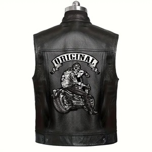 Gilet Motard En Cuir Patchwork - Bikers Club - Taille M - Fabriqué Au Pakistan