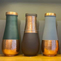 Bouteille d'eau en cuivre pur de qualité supérieure, forme de pot, avec couvercle sport, écologique, pour usage extérieur, cadeaux d'affaires, emballage personnalisé avec logo