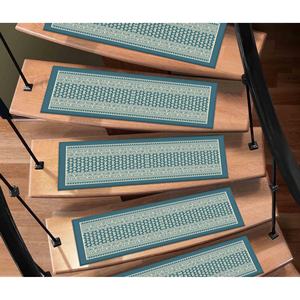 Tapis bleu imprimé, motif ethnique, moderne, facile à nettoyer, gobelin - Product Image 1