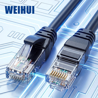 Kabel Patch RJ45 Kecepatan Tinggi WEIHUI Cat6 UTP Ethernet, Kabel Patch Jaringan Tembaga Murni untuk Router Modem Pusat Data