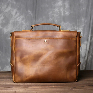 Classic Genuine Leather Laptop Messenger Crossbody Shoulder Bag Durable Office Use Zipper Closure Protective Waterproof - Product Image 2