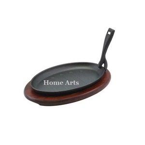 Placa chisporroteante de hierro fundido de diseño único con base de madera Juego de 3 tamaños y formas diferentes Placa chisporroteante a granel - Product Image 6