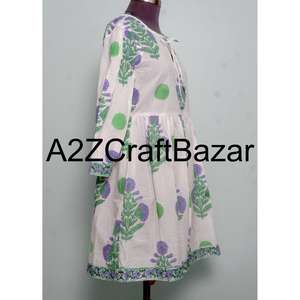 Robe décontractée en coton à col en V de qualité supérieure pour femmes, impression numérique, taille naturelle, occasion de fête, lavable, disponible en gros - Product Image 2