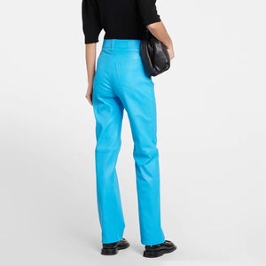 Pantalones de Cuero de Moda de Invierno para Mujer, Frente Plano, Impermeables, Resistentes al Viento, Transpirables, Ecológicos, de Cintura Alta y Largo Completo - Product Image 3