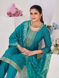 Conjunto de Salwar Kameez de 3 Piezas para Mujer, Marca Dhwaja Export, Top, Pantalón y Dupatta en RAYON de 14 kg con Bordado a Mano, para Fiestas - Product Image 5