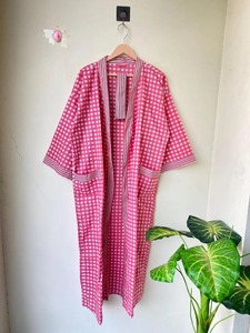 ชุดคลุมชายหาดชุดใส่อยู่บ้านพิมพ์ลายทำจากผ้าฝ้ายออร์แกนิคแท้หรูหราสำหรับคุณแม่ตั้งครรภ์ชุดใส่อยู่บ้านสำหรับฤดูร้อน - Product Image 6