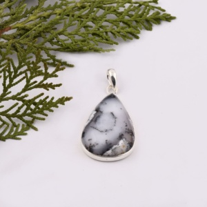 925 argent Sterling dandrite opale pierre précieuse pendentif à la mode en forme de poire charme religieux étanche diamant classique bijoux - Product Image 1
