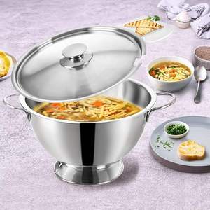 Bulk High Quality Stainless Steel <b>Soup</b> Tureen <b>Pot</b> with Lid Wholesale Serving Bowl for Buffet Catering Restaurant & Home Kitchen - Product Image 2