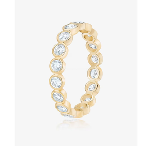 10K oro laboratorio cultivado diamante boda banda laboratorio diamante joyería corte redondo diamante banda compromiso anillo bisel eternidad banda redonda - Product Image 2