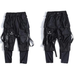 Cyberpunk Streetwear Hommes Harajuku Techwear Pantalon Ruban Multi Poche Pantalon US Taille Hip Hop Noir Cargo Ninja Pantalon - Product Image 4