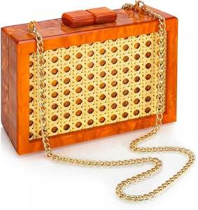 Fait à la main de meilleure qualité résine pierre femme sac ouvert à la mode bureau fête événements sac à main pochette strass perle bouton pour - Product Image 4