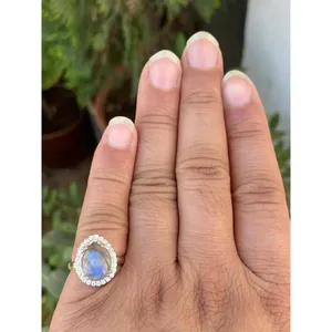 925 Silver Natural <b>Labradorite</b> Diamond <b>Ring</b> - Product Image 4