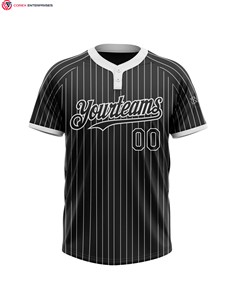 เสื้อซอฟต์บอลแบบสั่งทำมีกระดุม2เม็ดลายทางระบายอากาศได้ดี - Product Image 2