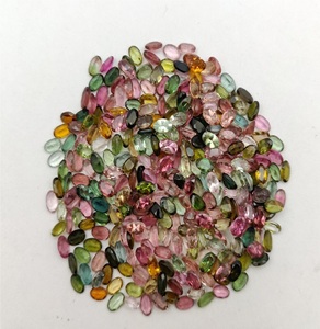 Tourmaline multicolore naturelle Cabochon en vrac à facettes ovale fabrication de bijoux comprenant des options multicolores rose vert rouge orange - Product Image 5