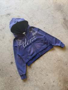 Sudadera con Capucha Personalizada para Hombre, con Efecto Desgastado por el Sol, con Pedrería y Estampado, Sudadera con Capucha de Felpa Francesa Gruesa con Cremallera para Hombre - Product Image 4