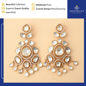 Pendientes colgantes de diseño Floral con tachuelas de piedra blanca y plata oxidada de estilo Vintage con cuentas metálicas para mujer - Product Image 2