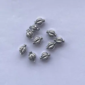 8毫米925纯银圆洋葱南瓜雕刻形状手工珠子金微米珠子跳跃戒指DIY间隔珠宝发现