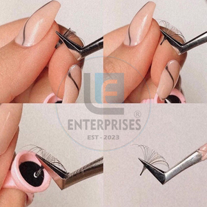 Lot de 5 pinces de précision en acier inoxydable OEM pour cils, pinces à volume en fibre, isolation des cils, logo personnalisé - Product Image 4