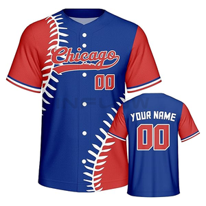 Maillot de sublimation blanc uni hip hop hipster maillot de baseball chemises boutonnées uniformes sportifs maillot hommes femmes logo personnalisé - Product Image 1