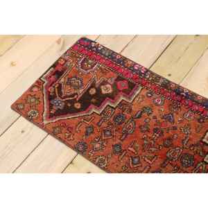 พรมตุรกีขนาดเล็ก 1.5x3.37 ฟุต พรมวินเทจ พรมลายทางสีแดง - Product Image 4