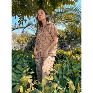 เสื้อเชิ้ตผ้าฝ้ายพิมพ์ลายแบบมีกระดุมระดับพรีเมียมและชุด PJ-สีน้ำเงิน - Product Image 4