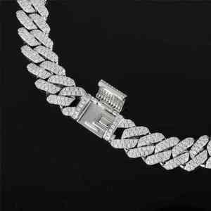 Collar de eslabones cubanos gruesos vintage de 12 mm con diamantes, chapado en plata 925 de la India, con patrón de cierre en forma de cadena Miami - Product Image 2